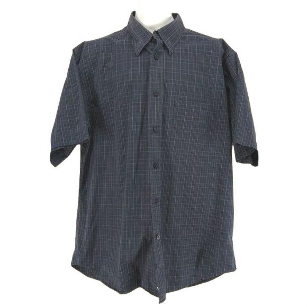 Haggar Men's windowpane plaid blue Button Down shirt